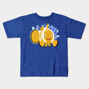 Cute happy clownfish anenome cartoon Kids T-Shirt